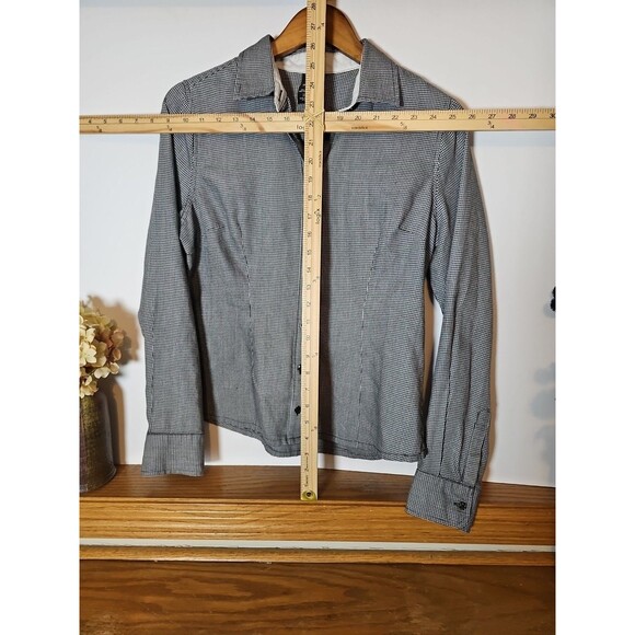 George Womens M Black White Plaid Casual Button Up Long Sleeve Shirt - Picture 3 of 4